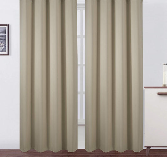 Draperie material tip Blackout culoare Bej croita cu rejansa pentru sina sau galerie, carlige sina by SeReDesign