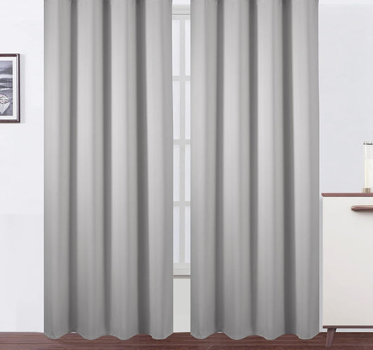 Draperie material tip Blackout culoare Gri Deschis croita cu rejansa pentru sina sau galerie, carlige sina by SeReDesign