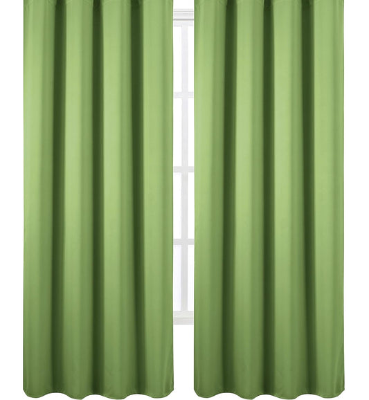 Draperie material tip Blackout culoare Verde Deshis croita cu rejansa pentru sina sau galerie, carlige sina by SeReDesign