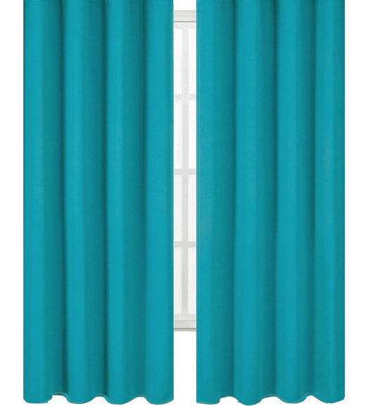 Draperie material tip Blackout culoare Turcoaz Inchis cu rejansa pentru sina sau galerie, carlige sina by SeReDesign