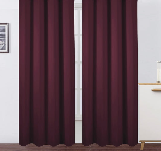 Draperie material tip Blackout culoare Bordo croita cu rejansa pentru sina sau galerie, carlige sina by SeReDesign