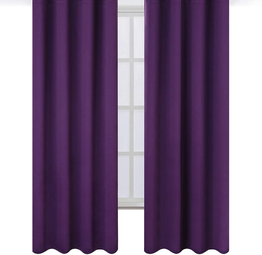 Draperie material tip Blackout culoare Mov croita cu rejansa pentru sina sau galerie, carlige sina by SeReDesign