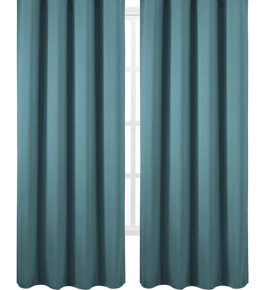 Draperie material tip Blackout culoare Turcoaz Deschis croita cu rejansa pentru sina sau galerie, carlige sina by SeReDesign