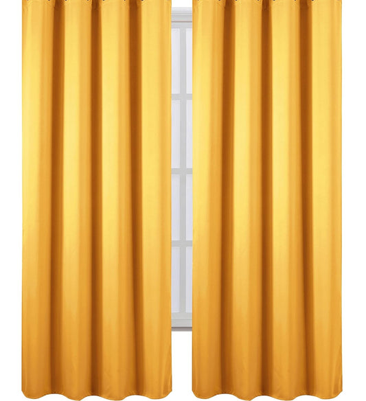 Draperie material tip Blackout culoare Galben croita cu rejansa pentru sina sau galerie, carlige sina by SeReDesign