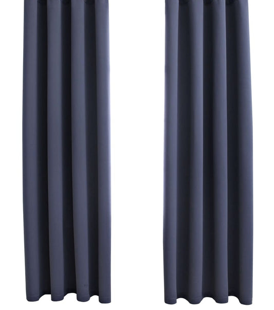 Draperie material tip Blackout culoare Gri Antracit croita cu rejansa pentru sina sau galerie, carlige sina by SeReDesign