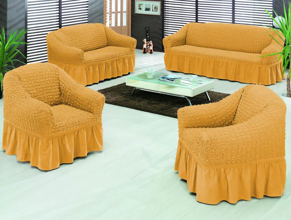 Huse Elastice si Creponate 3211, Canapea 3 Locuri, Canapea 2 Locuri si 2 Fotolii, cu volan culoare Mustar Deschis | huse-elastice-si-creponate-3211-canapea-3-locuri-canapea-2-locuri-si-2-fotolii-cu-volan-culoare | Huse | seredesign.ro