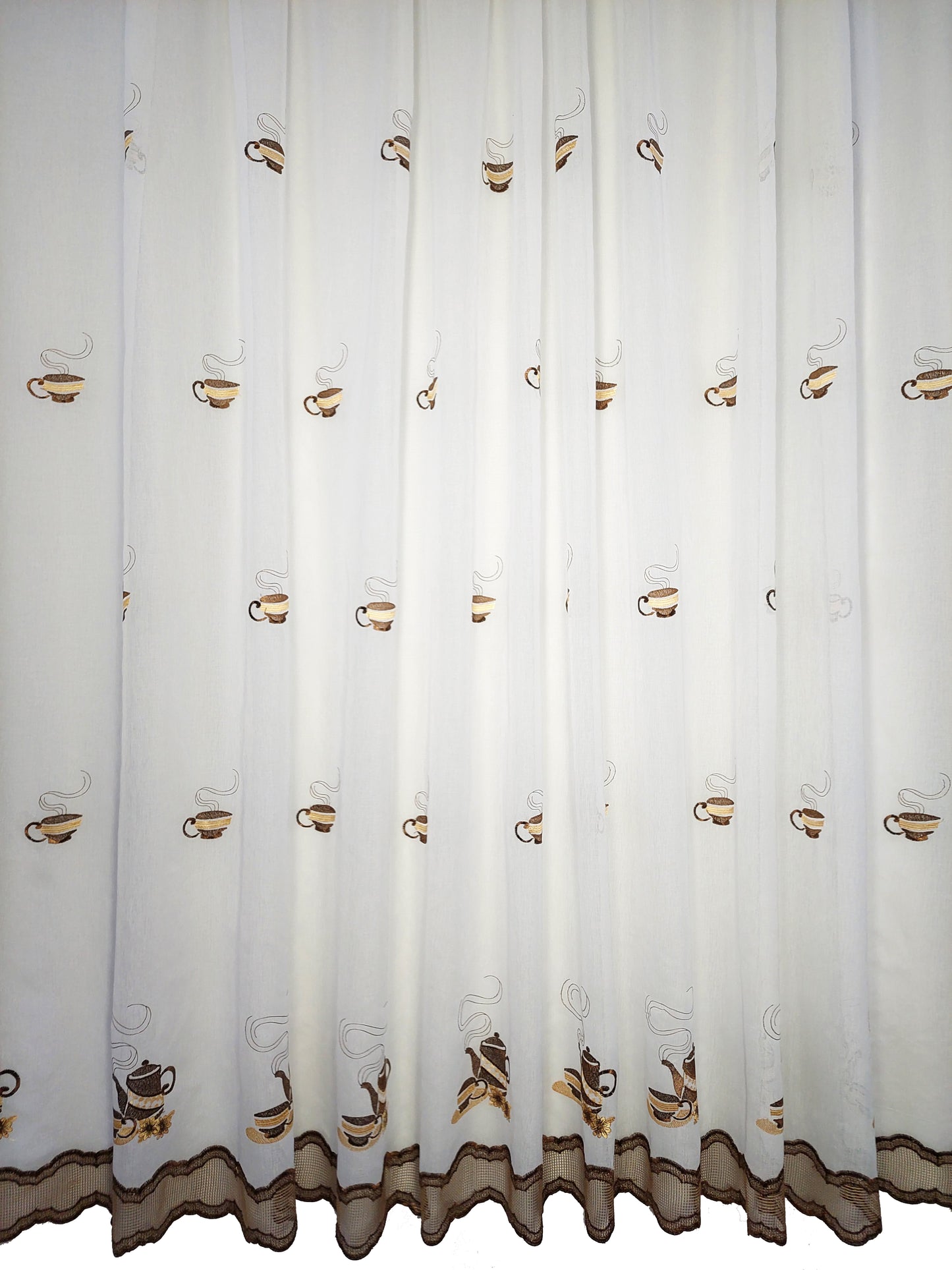 Perdea Bucatarie Cescute Cafea Capucino, croita cu rejansa pentru sina sau galerie, by SeReDesign
