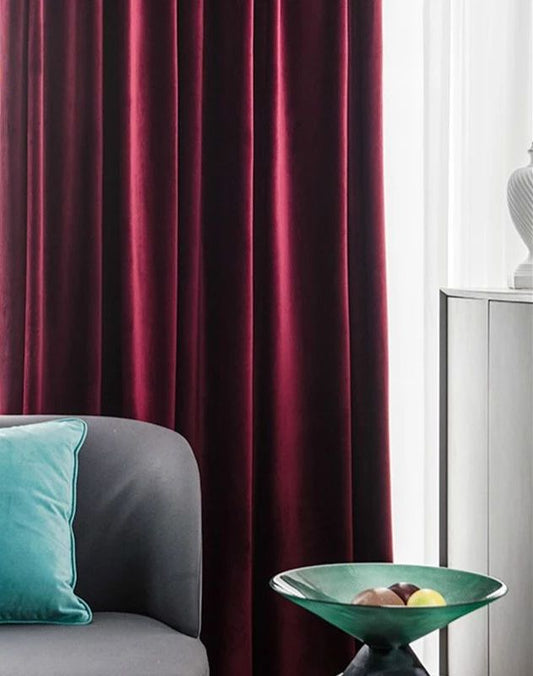 Draperie Catifea culoare Bordo, croita cu rejansa pentru sina sau galerie, carlige sina by SeReDesign