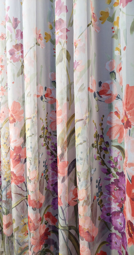 Perdea voal Spring culoare ivoire, croita cu rejansa pentru sina sau galerie, carlige sina by SeReDesign