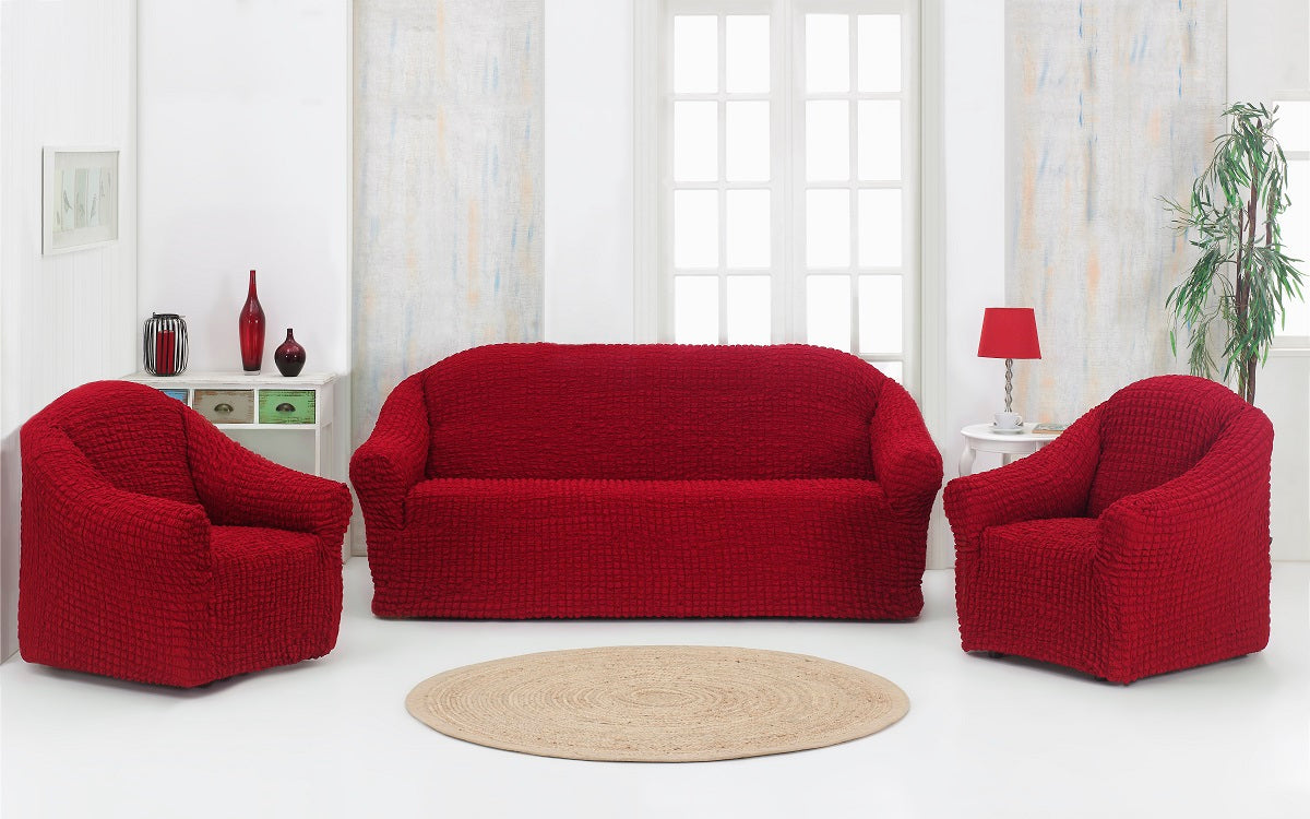 Set Huse Elastice si Creponate, Canapea 3 Locuri si 2 Fotolii, Fara volan culoare Bordo | set-huse-elastice-si-creponate-canapea-3-locuri-si-2-fotolii-fara-volan-culoare-bordo | Huse | seredesign.ro