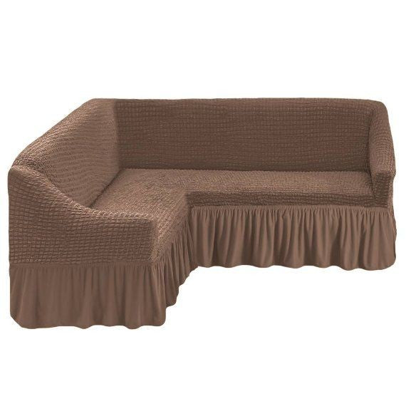 Husa Elastica si Creponata Canapea Coltar, Cu volan culoare Bej Inchis | copy-of-husa-elastica-si-creponata-canapea-coltar-cu-volan-culoare-bej-inchis | Huse | seredesign.ro