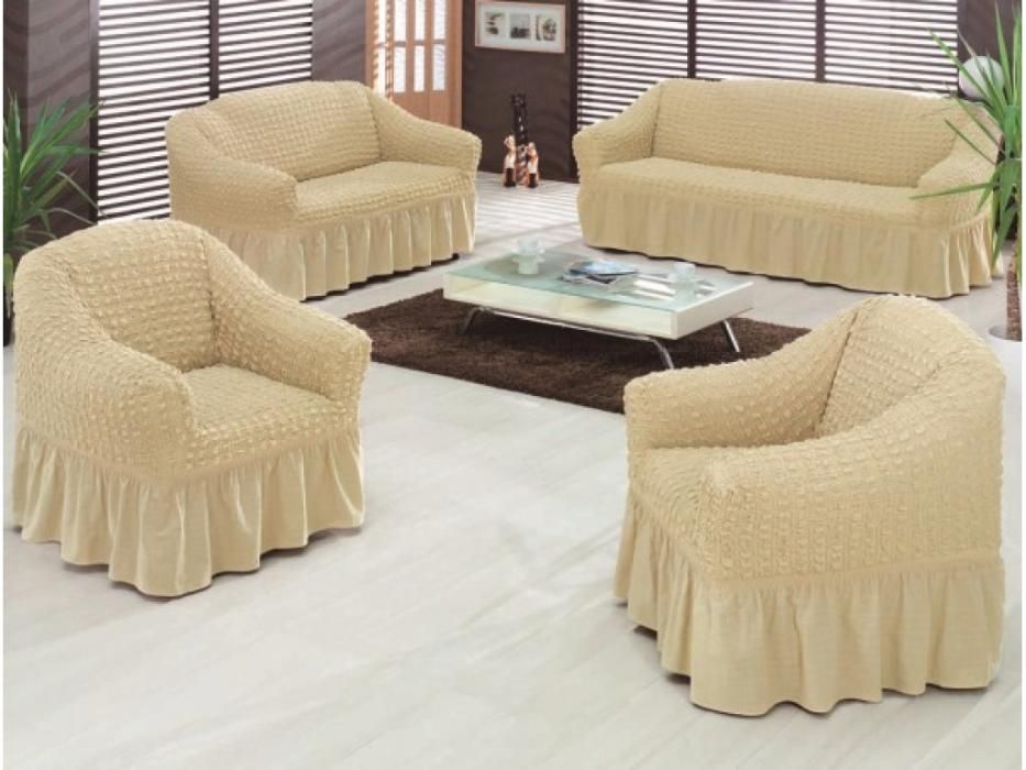 Huse Elastice si Creponate 3211, Canapea 3 Locuri, Canapea 2 Locuri si 2 Fotolii, cu volan culoare Crem Natural | huse-elastice-si-creponate-3211-canapea-3-locuri-canapea-2-locuri-si-2-fotolii-cu-volan-culoare-2 | Huse | seredesign.ro