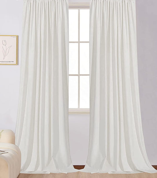 Draperie Catifea culoare Alb croita cu rejansa pentru sina sau galerie, carlige sina by SeReDesign