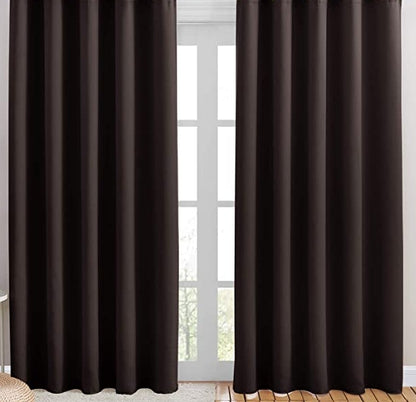 Draperie material tip Blackout culoare Maro Wenge croita cu rejansa pentru sina sau galerie, carlige sina by SeReDesign