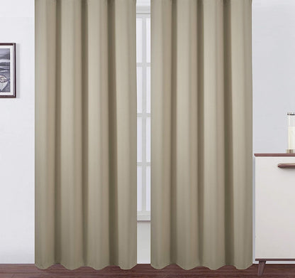 Draperie material tip Blackout culoare Bej croita cu rejansa pentru sina sau galerie, carlige sina by SeReDesign
