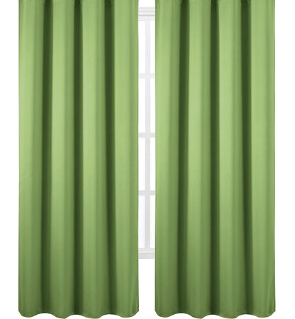 Draperie material tip Blackout culoare Verde Deshis croita cu rejansa pentru sina sau galerie, carlige sina by SeReDesign