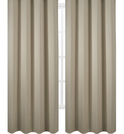 Draperie material tip Blackout culoare Bej croita cu rejansa pentru sina sau galerie, carlige sina by SeReDesign