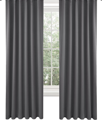 Draperie material tip Blackout culoare Gri Grafit croita cu rejansa pentru sina sau galerie, carlige sina by SeReDesign