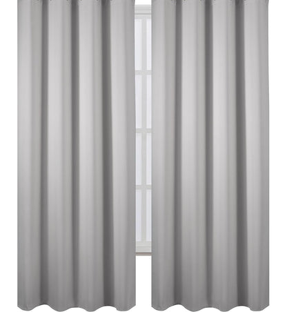 Draperie material tip Blackout culoare Gri Deschis croita cu rejansa pentru sina sau galerie, carlige sina by SeReDesign