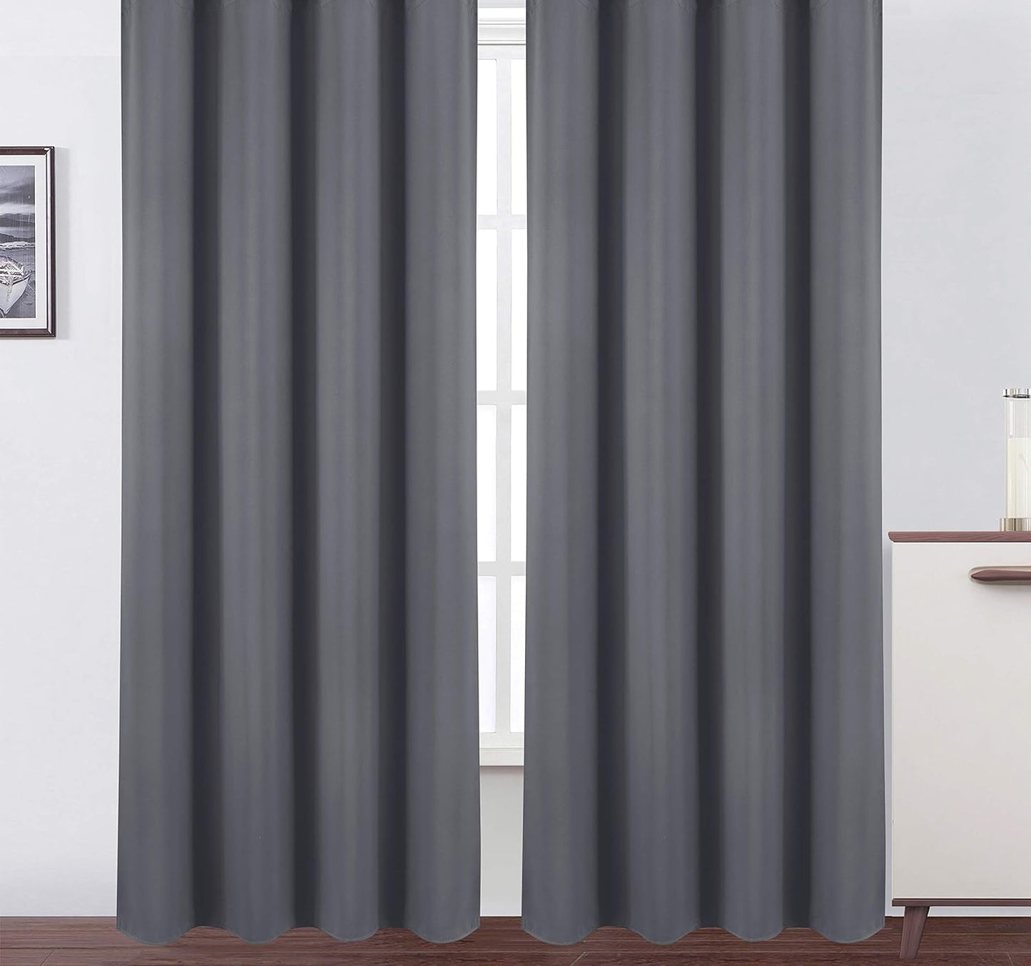 Draperie material tip Blackout culoare Gri croita cu rejansa pentru sina sau galerie, carlige sina by SeReDesign