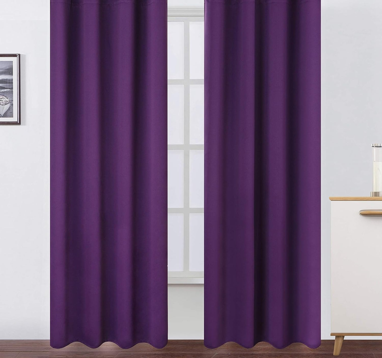 Draperie material tip Blackout culoare Mov croita cu rejansa pentru sina sau galerie, carlige sina by SeReDesign