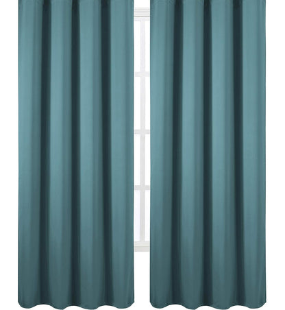 Draperie material tip Blackout culoare Turcoaz Deschis croita cu rejansa pentru sina sau galerie, carlige sina by SeReDesign