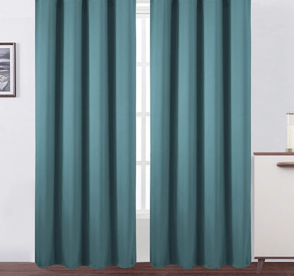 Draperie material tip Blackout culoare Turcoaz Deschis croita cu rejansa pentru sina sau galerie, carlige sina by SeReDesign