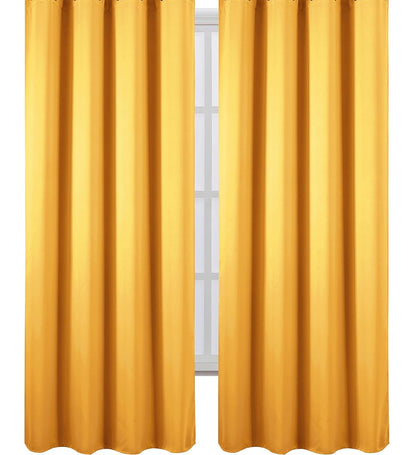 Draperie material tip Blackout culoare Galben croita cu rejansa pentru sina sau galerie, carlige sina by SeReDesign