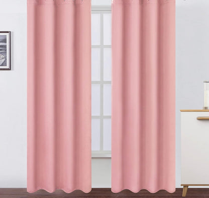 Draperie material tip Blackout culoare Roz croita cu rejansa pentru sina sau galerie, carlige sina by SeReDesign