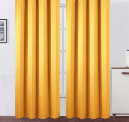 Draperie material tip Blackout culoare Galben croita cu rejansa pentru sina sau galerie, carlige sina by SeReDesign