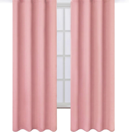 Draperie material tip Blackout culoare Roz croita cu rejansa pentru sina sau galerie, carlige sina by SeReDesign