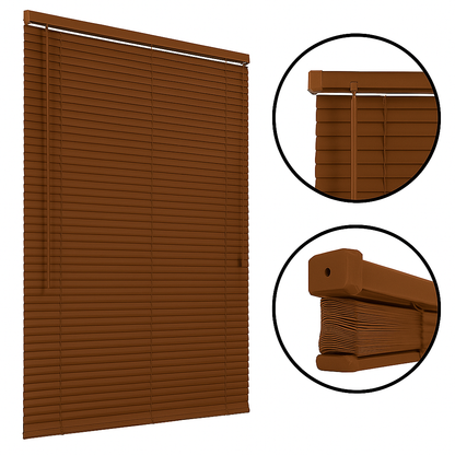 Jaluzele orizontale maro din PVC Artforhome – detaliu prindere și lamele