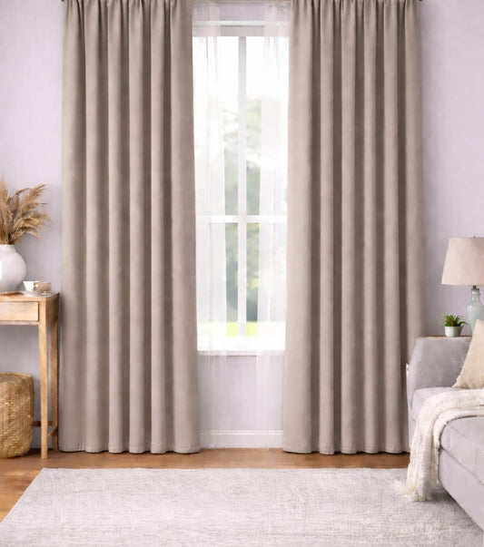 Draperie material tip Blackout culoare Grej croita cu rejansa pentru sina sau galerie, carlige sina by SeReDesign