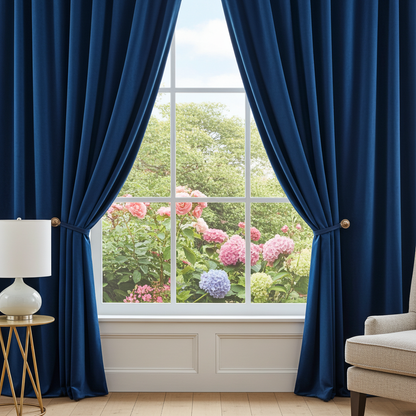 Draperie Catifea Blackout 100% culoare Albastru Imperial, croita la comanda