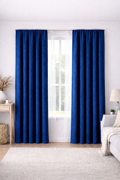 Draperie Velvet Premium – Catifea Raiat Fin Culoare Albastru Imperial