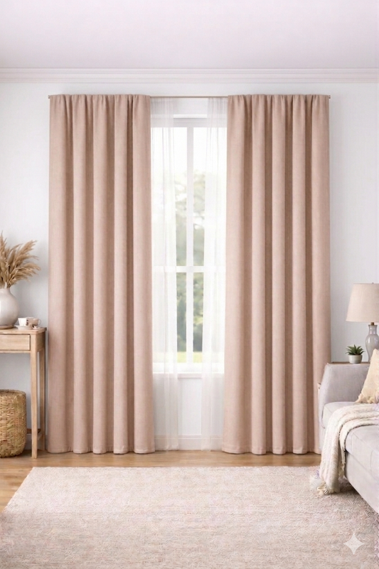 Draperie Velvet Premium – Catifea Raiat Fin Culoare Crem Rozului