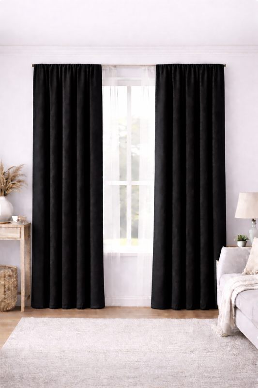 Draperie Velvet Premium – Catifea Raiat Fin Culoare Negru