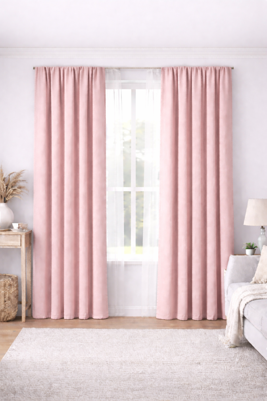 Draperie Velvet Premium – Catifea Raiat Fin Culoare Roz Pal