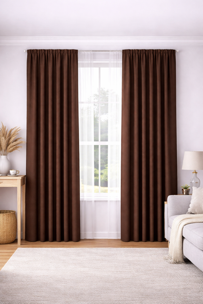 Draperie Velvet Premium – Catifea Raiat Fin Culoare Maro Wange