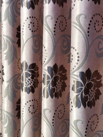 Draperie Blackout culoare Maro croita cu rejansa pentru sina sau galerie, carlige sina by SeReDesign