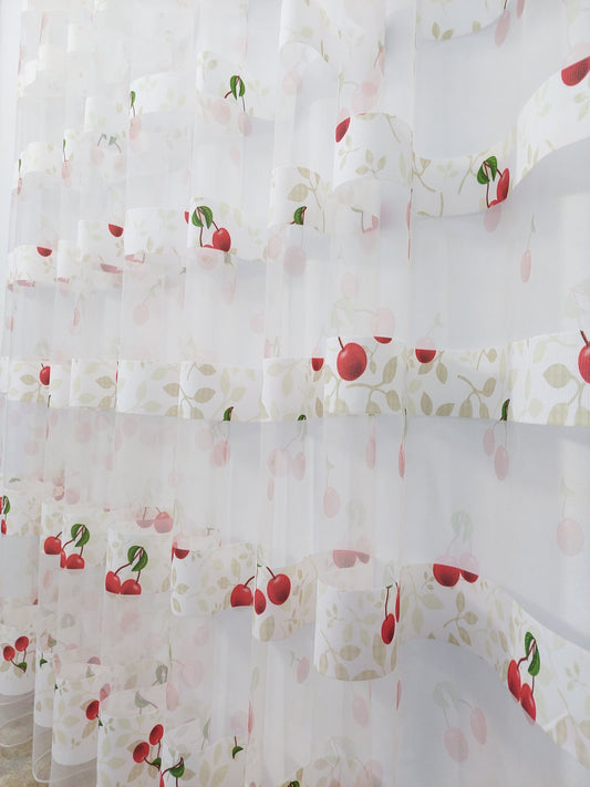 Perdea tulle Cirese Dungi, fir cu plumb, croita cu rejansa pentru sina sau galerie, by SereDesign