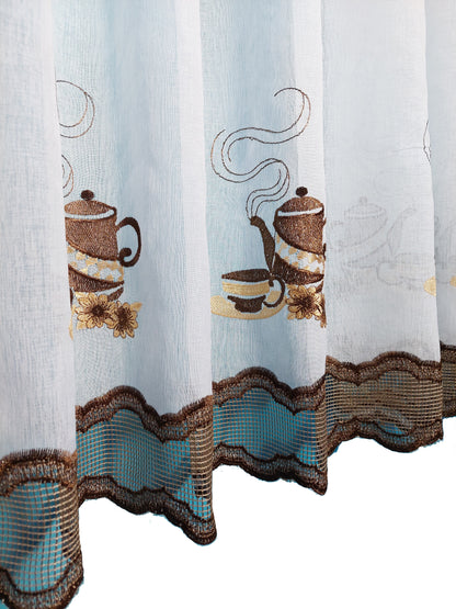 Perdea Bucatarie Cescute Cafea Capucino, croita cu rejansa pentru sina sau galerie, by SeReDesign