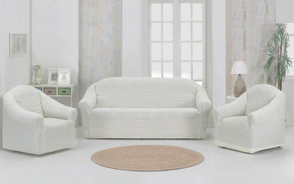 Set Huse Elastice si Creponate, Canapea 3 Locuri si 2 Fotolii, Fara volan culoare Alb | set-huse-elastice-si-creponate-canapea-3-locuri-si-2-fotolii-fara-volan-culoare-alb | Huse | seredesign.ro