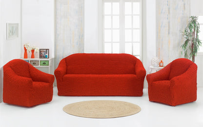 Set Huse Elastice si Creponate, Canapea 3 Locuri si 2 Fotolii, Fara volan culoare Caramiziu | copy-of-set-huse-elastice-si-creponate-canapea-3-locuri-si-2-fotolii-fara-volan-culoare-caramiziu | Huse | seredesign.ro