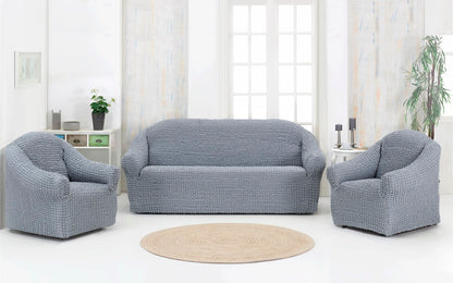 Set Huse Elastice si Creponate, Canapea 3 Locuri si 2 Fotolii, Fara volan culoare Gri | set-huse-elastice-si-creponate-canapea-3-locuri-si-2-fotolii-fara-volan-culoare-gri | Huse | seredesign.ro