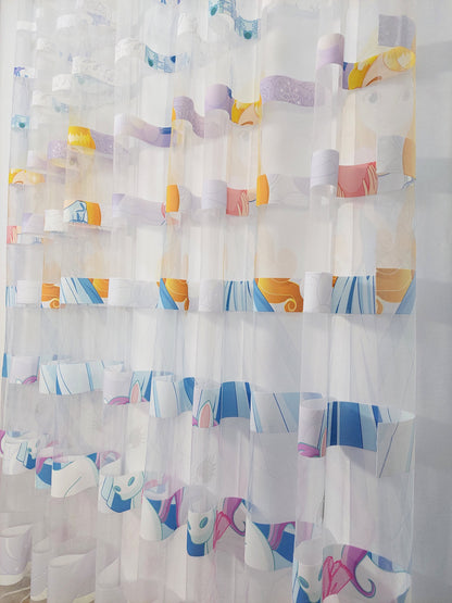 Perdea tulle Printese Ponei Dungi, fir cu plumb, croita cu rejansa pentru sina sau galerie, by SereDesign