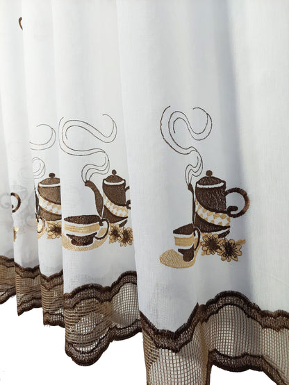Perdea Bucatarie Cescute Cafea Capucino, croita cu rejansa pentru sina sau galerie, by SeReDesign