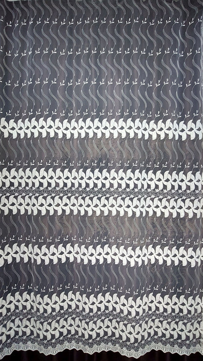 Perdea Tull Brodata culoare crem ivoire, croita cu rejansa pentru sina sau galerie, carlige sina by SeReDesign