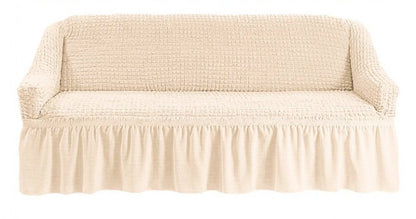 Husa Elastica si Creponata, Canapea 3 Locuri, cu volan Culoare Crem Natural | husa-elastica-si-creponata-canapea-3-locuri-cu-volan-culoare-crem-natural | Huse | seredesign.ro