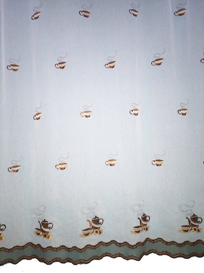 Perdea Bucatarie Cescute Cafea Capucino, croita cu rejansa pentru sina sau galerie, by SeReDesign